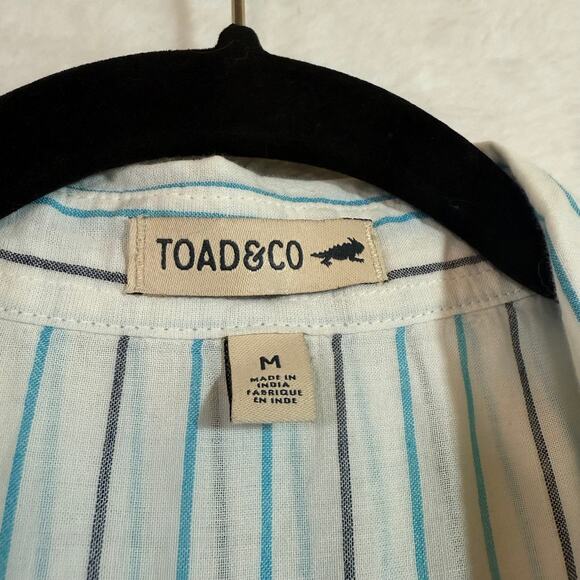 Toad & Co M Blue Striped Sleeveless Top Buttons Summer Beach Preppy Cozy Coastal - Picture 5 of 10